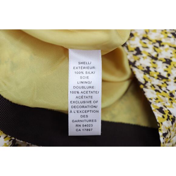 Banana Republic 100% Silk Skirt Size 2 Pleated Yellow Geo Print Preppy Twee - Picture 5 of 6